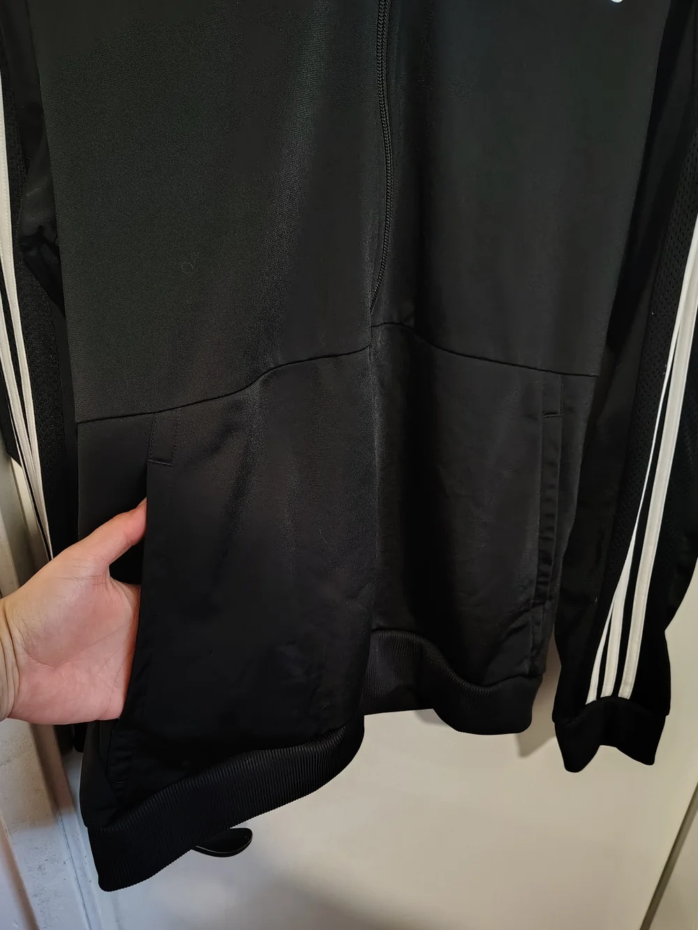 adidas Black Track Jacket with White Stripes